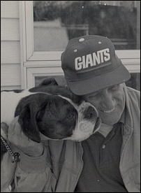 man and dog portrait